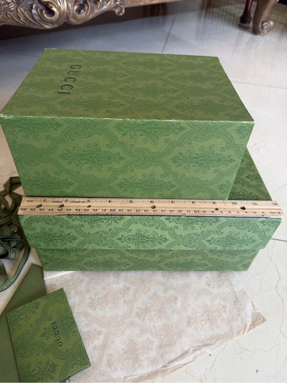 2 authentic Gucci Green Gift Box and Accessories Set